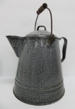Grey enamel graniteware coffee boiler, 12