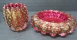 MCM Cranberry art glass smoking set, ashtray and cigarette jar, attributed to Murano