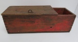Cool wooden tractor tool box, nice color and dovetail construction, 16