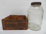 Licorice wood box and covered jar