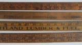 Four nice early wooden yard sticks, advertising