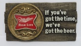 Miller High Life advertising sign, plastic, 20 1/2