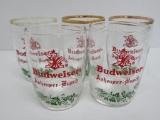 Five two color Budweiser barrel glasses, 3