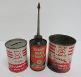 Three small oil cans, Cities Service Koolmotor bank & Outboard oil and Texaco Home lubricant