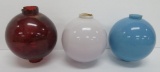 Three vintage Lightning rod balls, Red, white and blue