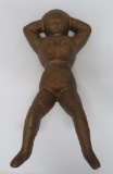 Cast iron boot jack, woman on her back, 9 1/2