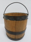 Heavy oak metal banded pail, 6