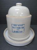 Red Wing Poultry Drinking Fount and Buttermilk Feeder top and unmatched bottom
