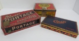 Vintage cigar tins, Straight Portage, Cinco, and World's Navy tobacco