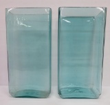 Two vintage aqua rectangular battery jars, 13