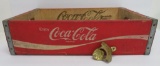 Durabilt Coca Cola red wooden crate with brass Coca Cola bottle opener