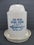 Red Wing Ko-Rec Feeder, stoneware chicken feeder with base, 10 1/2