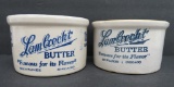 Two Lambrecht stoneware butter crocks, 4