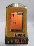 Two Kreisler Butane lighters, new with boxes, great vintage colors and designs