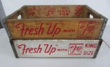 Two vintage wooden 7 up cases