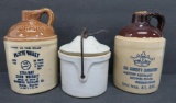 Stoneware jugs and covered jar