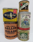 Five vintage tobacco and cigar tins