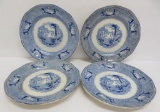 Four FJ Blair Milwaukie Wis flow blue plates, 8 1/2