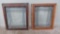 Pair leaded glass windows, painted green/brown frames