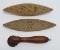 Two lovely wooden molds and wooden wheel tool