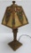 Slag with floral overlay small table lamp, 17