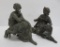 Two mantle clock statues, seated woman, 7