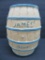 James Candy Company Salt Water Taffy barrel bank, 7 1/2