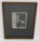Signed Woodpecker block print, 1966, Dan DeLap, framed 11