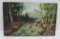 Vintage Mountain Stream landscape oil on canvas, 16
