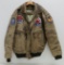 Vintage Retro leather flight bomber jacket with Confederate Air Force patches, size M