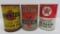 Three vintage quart oil cans, 5 1/2