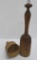Vintage wooden Acorn butter mold and early one piece masher