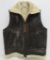 Retro Wilson leather bomber vest with sheepskin, XL