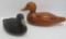 Two wooden duck decoys, glass eye and plastic head coot
