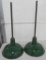 Nice pair of Industrial gas station porcelain pan light fixtures, emerald green, 16