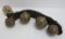 Antique Large Sleigh bells on leather strap, 15