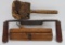 Antique tool lot, draw knife, wood mallet and plane