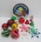 Vintage Plastic Christmas ornaments and Plate, about 18 pcs