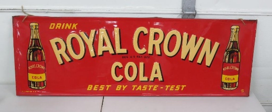 Great Condition 1950's Drink Royal Crown Cola metal sign, 54" x 18"