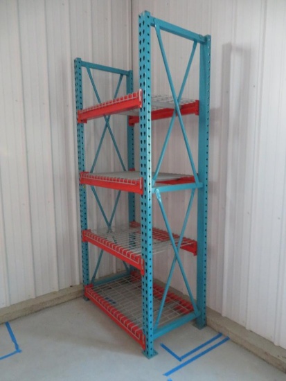 Industrial Commercial Racking, 42" long 90" tall, plus expansion via extra posts, rails and shelves