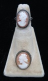 Vintage shell cameo ring and pin