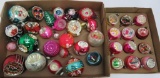 Vintage Christmas ornaments, 37 indents, balls and pinecone
