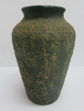 Red Wing brushware vase, floral, 10 3/4