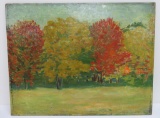 Autumn impressionistic painting on board, 19 1/2