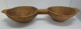 Wooden double bowl, transfer grains bowl, 26 1/2