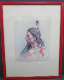 CM Russel Native American print, Piegan Indian, framed 16