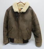Retro Avirex Type B-6 leather bomber jacket, c 1978, sheepskin lined, size XL