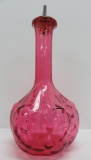 Cranberry Barber bottle, melon shape, 8 1/2