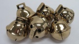 Six vintage brass plated sleigh bells, replated, 2 1/2