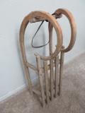 Antique rams horn wooden sled, 39